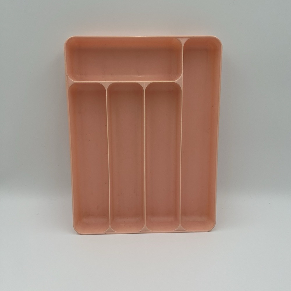 Vintage Lustro-ware Plastic Cutlery‎ 5 drawer Kitchen organizer dusty Pink Retro